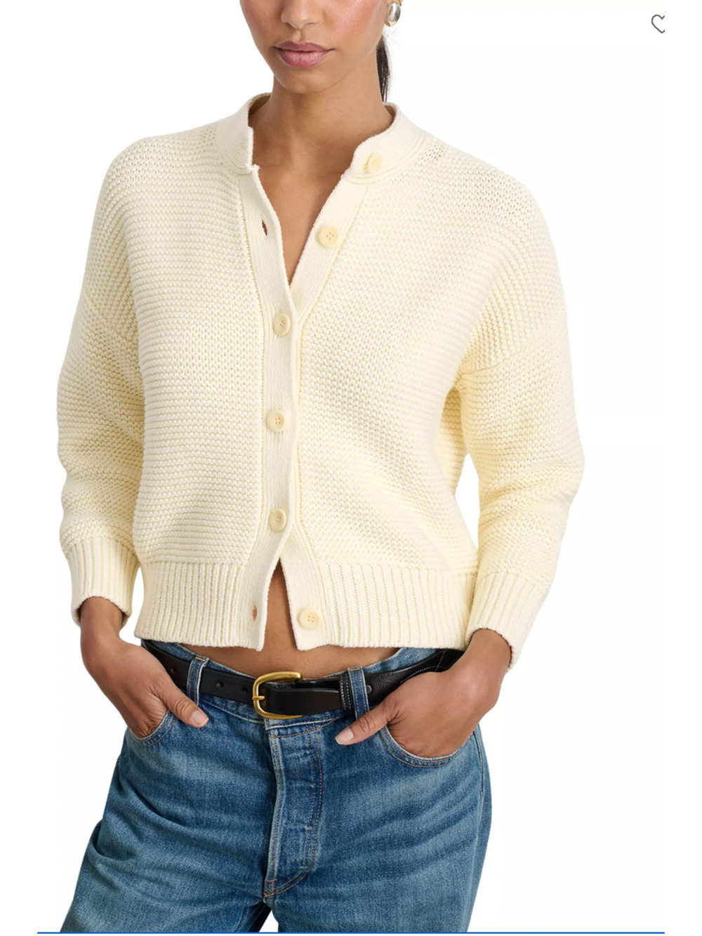 ALEX MILL NWT Evereve Nico Cotton Cardigan in Ivory // M